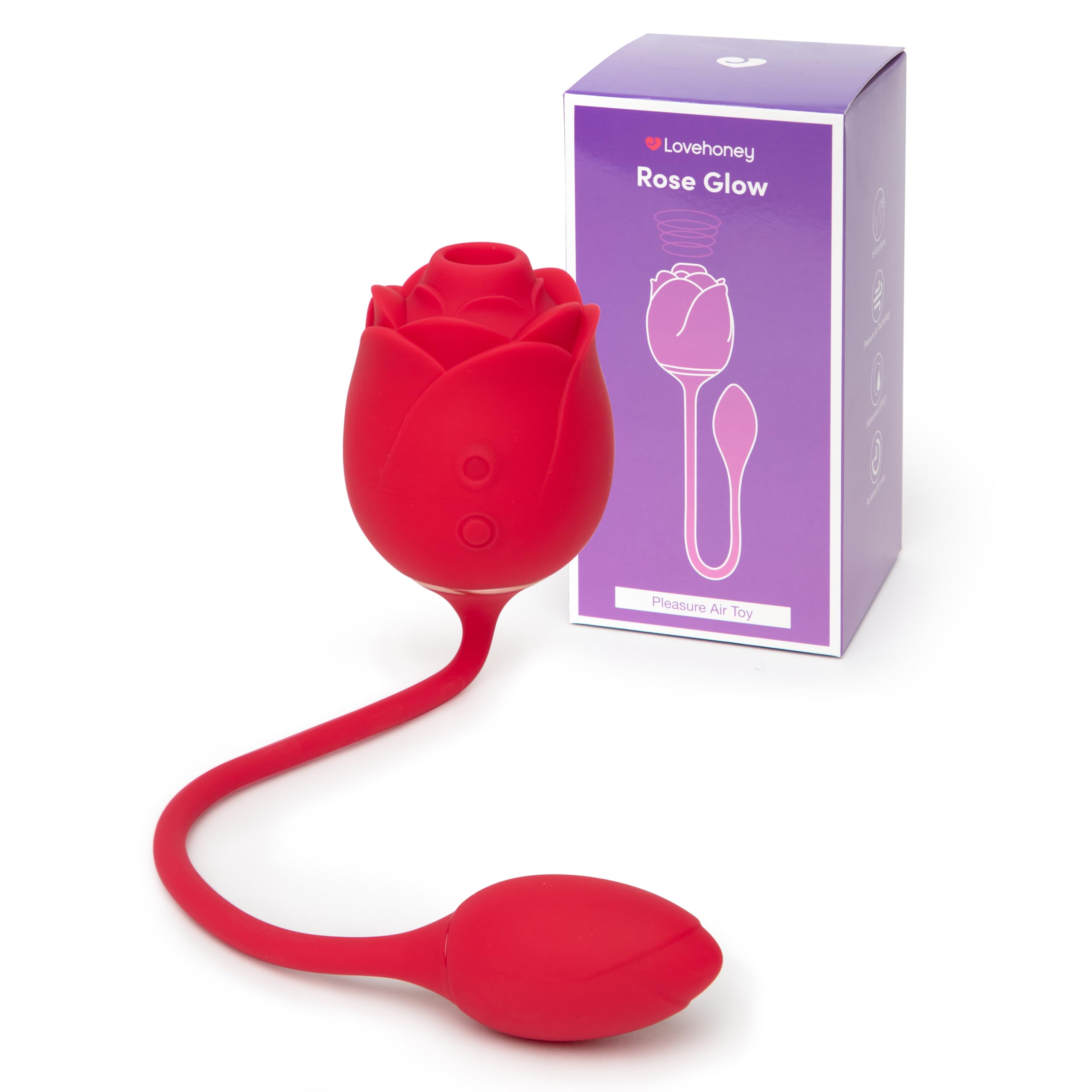 Lovehoney Rose Glow 2 in 1 Rose Clitoral Sucker & Love Egg Vibrator – Adult Sex Toy Clit Suction Stimulator with 6 Speeds – Vibrating Adult Sex Toys Gifts for Women - Rechargeable & Waterproof
