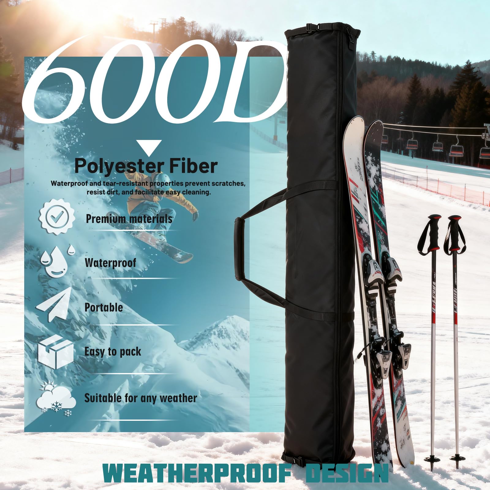Sac de Ski Robuste avec poignées de Transport