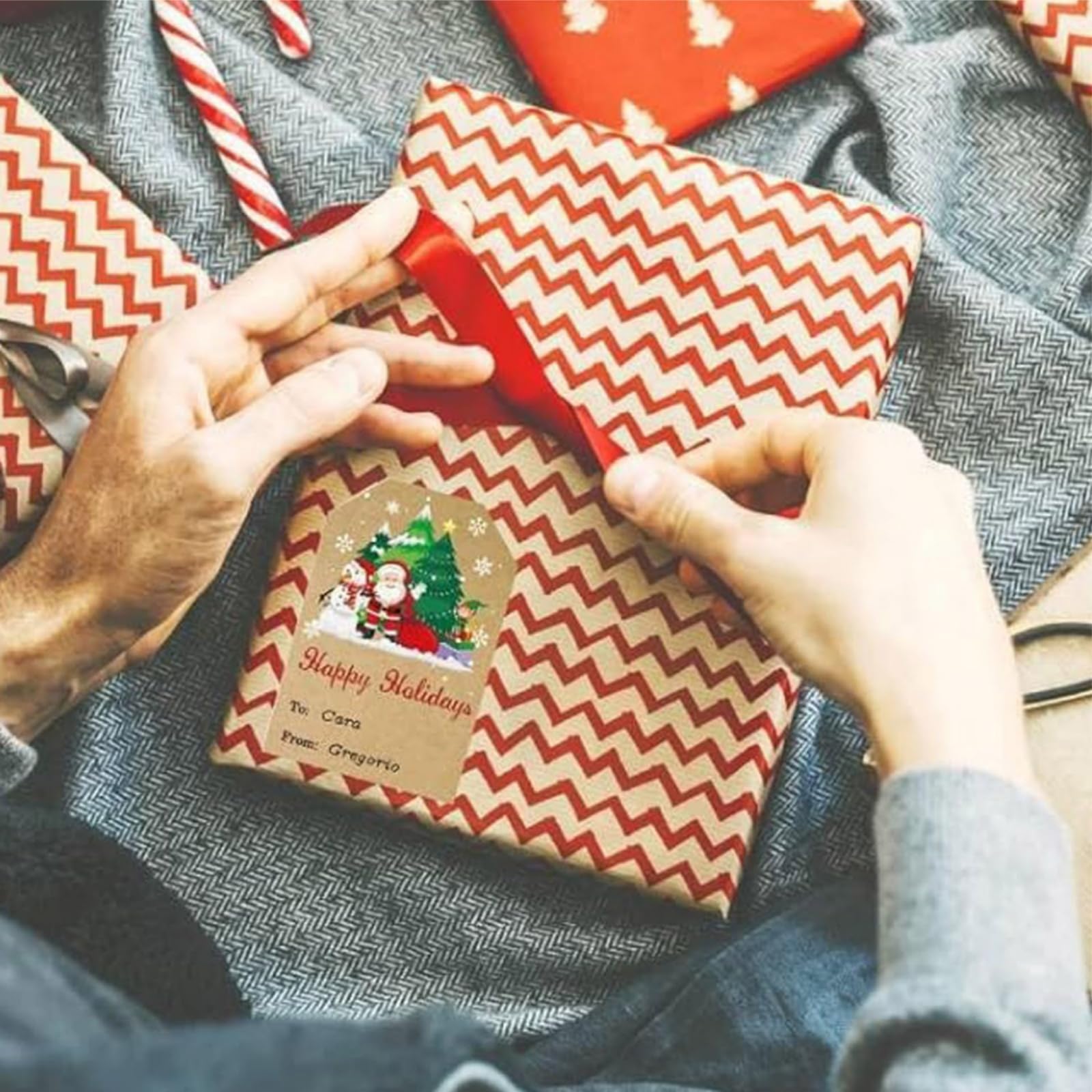 Lot De 200 étiquettes Autocollantes De Noël En Kraft Naturel 3,8 X