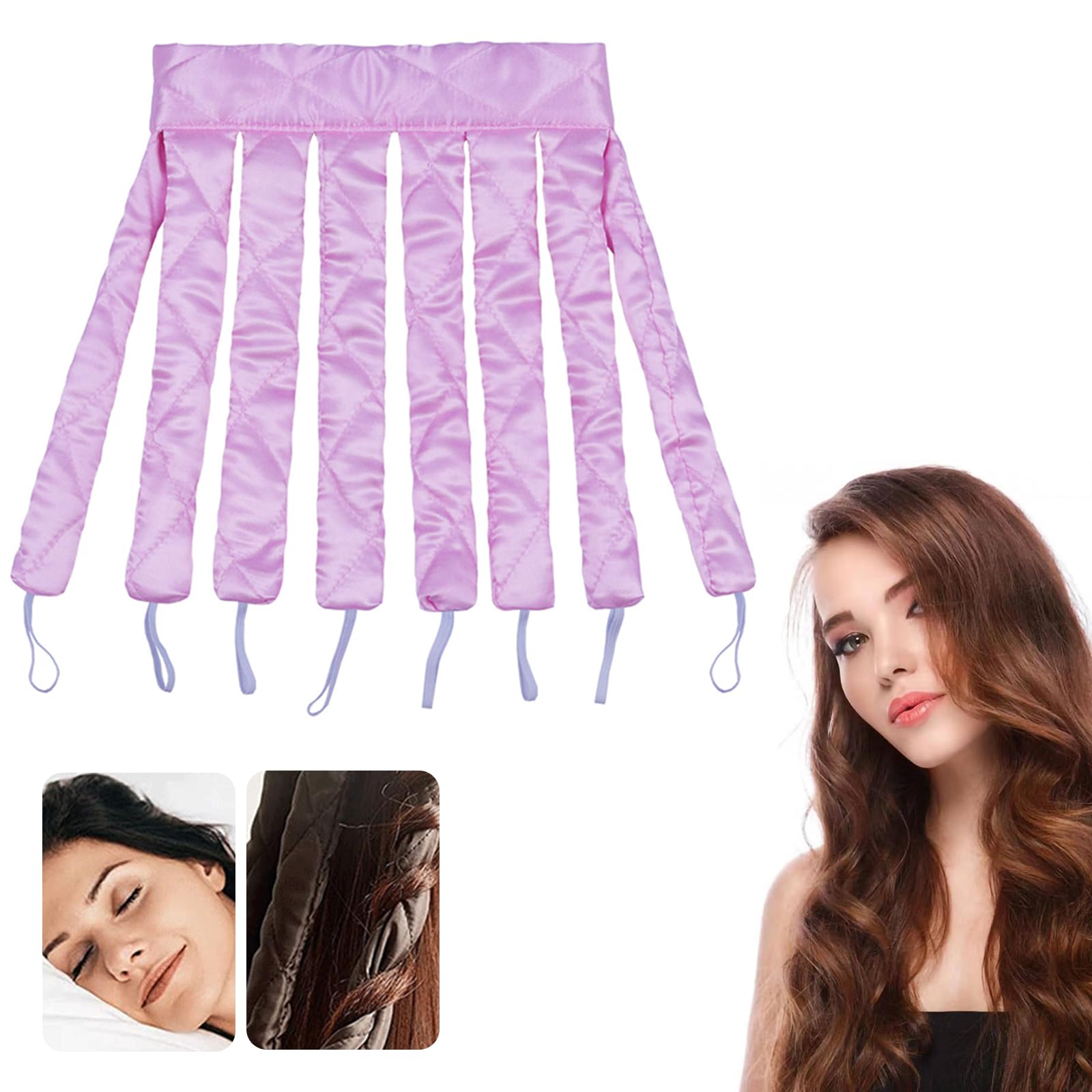 MHDUYEG Rizador Pelo Sin Calor Rizos Sin Calor Rizador Sin Calor Artefacto Perezoso Rizador De Pelo Sin Calor Esponja De Calamar Rizador De Pelo Diadema Color Rosa Para Dormir