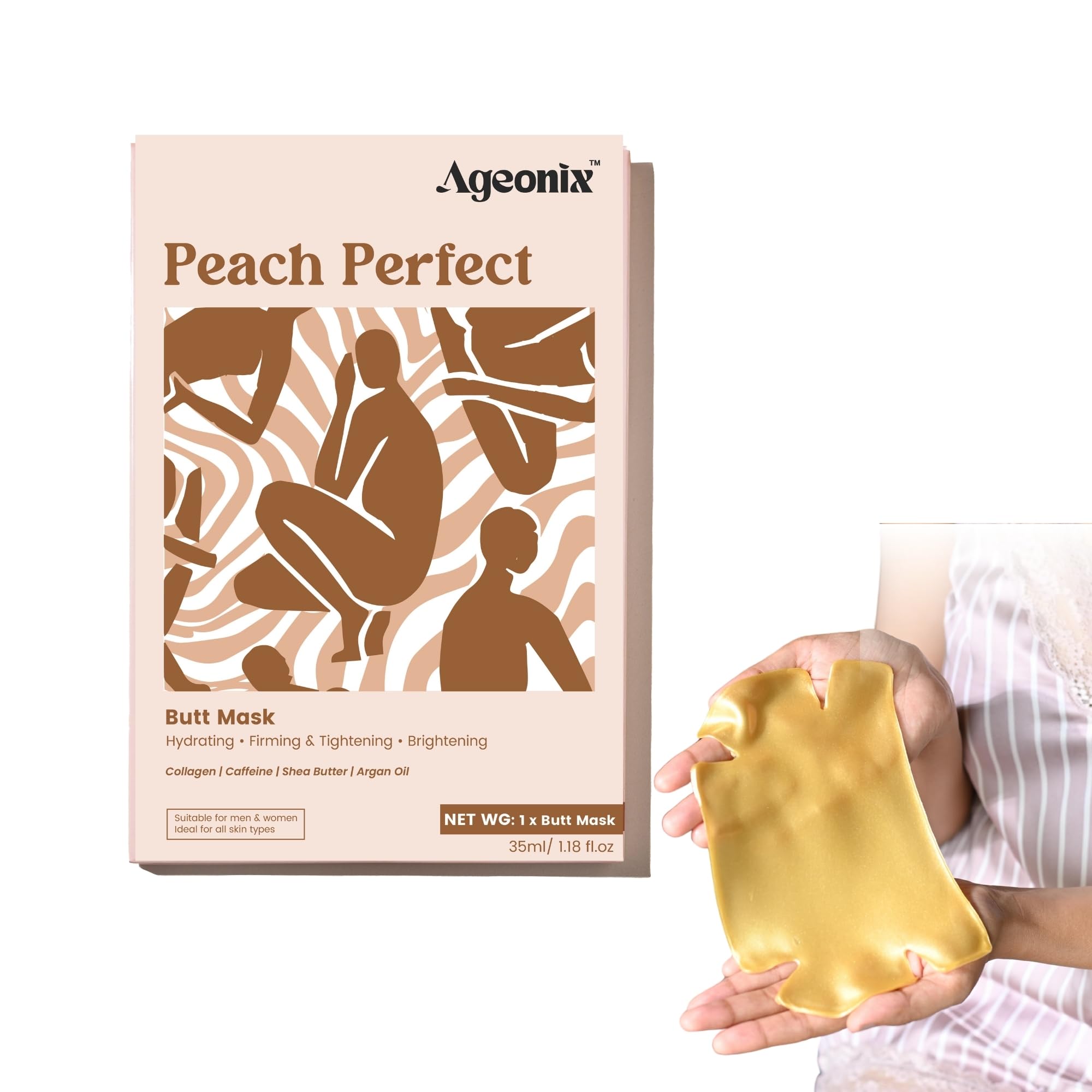 Ageonix Peach Perfect Hydrating Butt Sheet Mask for Men and Women