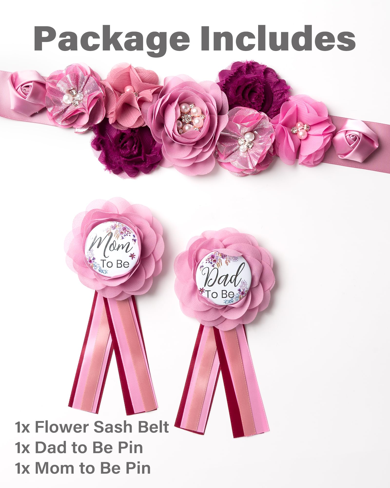 Brown Bear Baby Shower Decorations Set - Mom To Be Sash, Parents To Be Badges, Maternity Corsage & Flower Sash