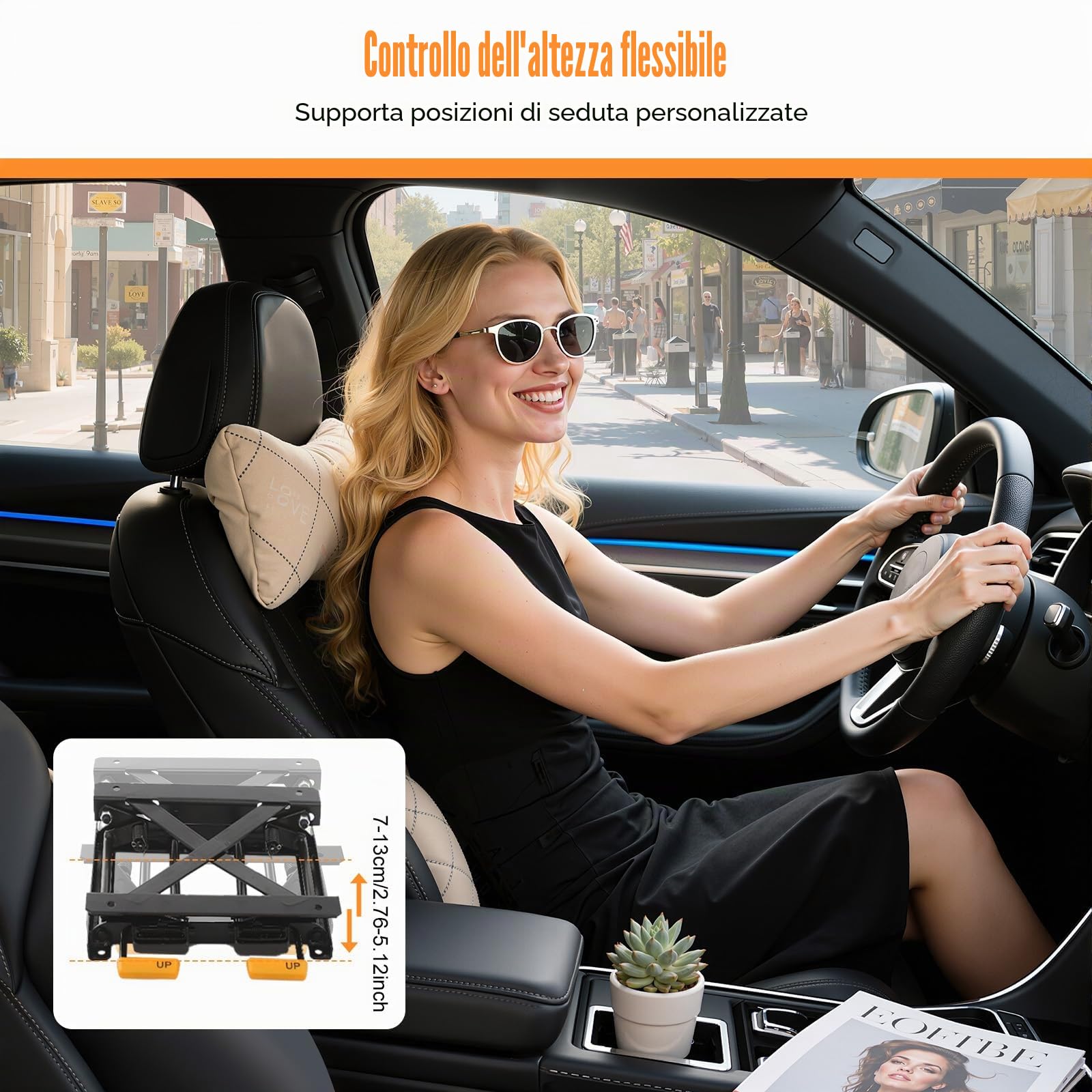 Sedile auto regolabile in altezza, altezza del sedile, altezza del sedile, 7 – 13 cm, aiuto universale per sedili dell'auto, linea di visibilità del conducente migliorata