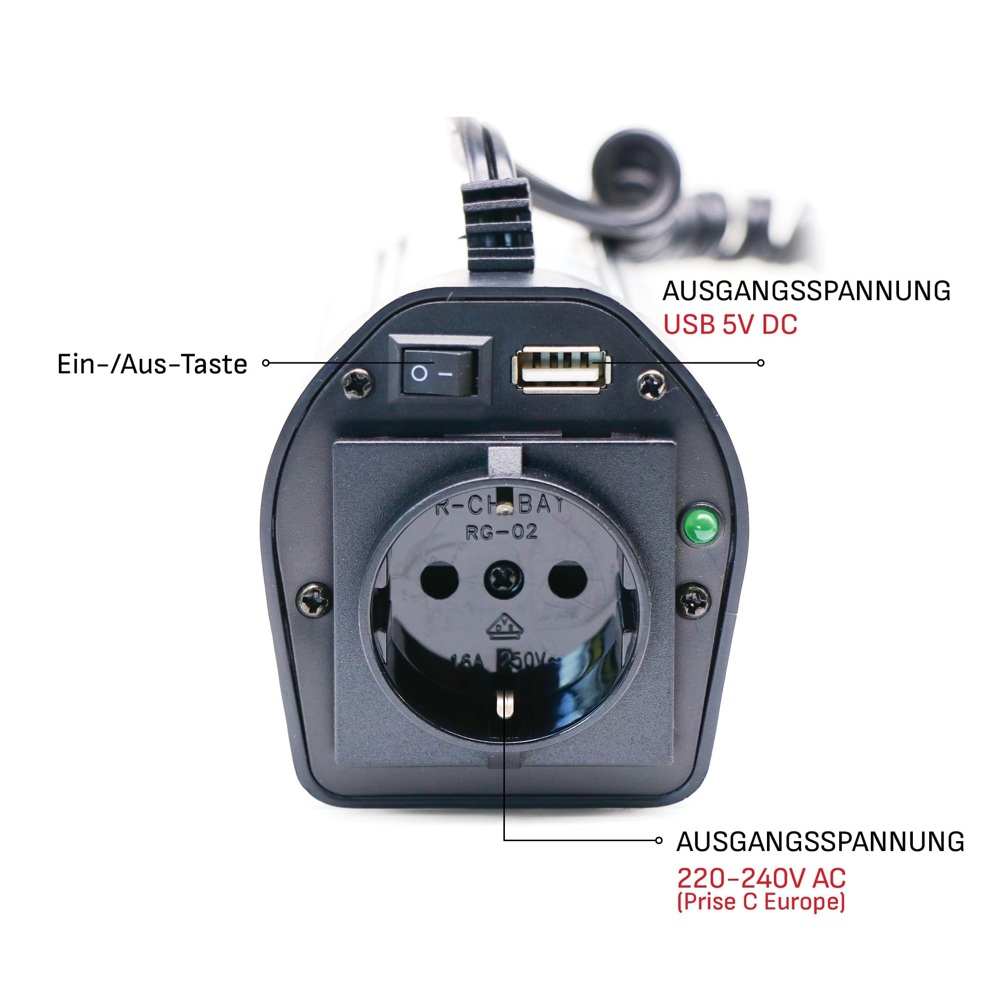 Schumacher INV 150 Spannungswandler Modifizierter Sinus-Wechselrichter 12V DC > 220V/240V AC - Dauerleistung 300 W - Überspannungs-, Unterspannungs-, Überlast- und Thermoschutz - Lüfter - Geräuschlos | Modifizierter Sinus-Wechselrichter, Dauerleistung, Üb