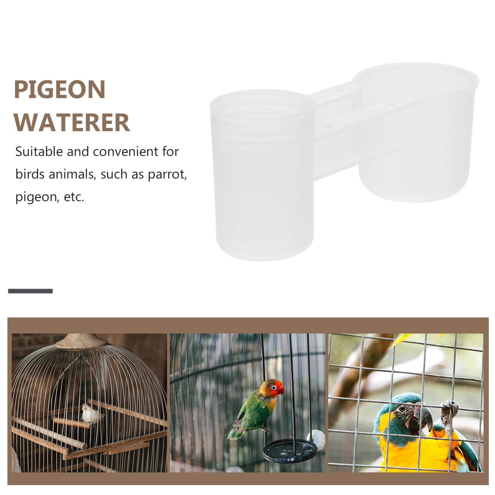 Abaodam Dispenser per Bere Doppia Bocca per Piccioni e Pappagalli in Plastica Bianca Facile da Pulire, Bevitore Automatico per Negozio di Animali e Casa
