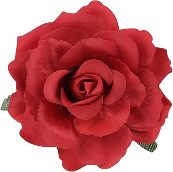 minkissy Red Flower Hair Clip Red Rose Hair Clip Wedding Fabric Flower Brooch Pin Flowers Hairpin Flamenco for Wedding Women Dark Red