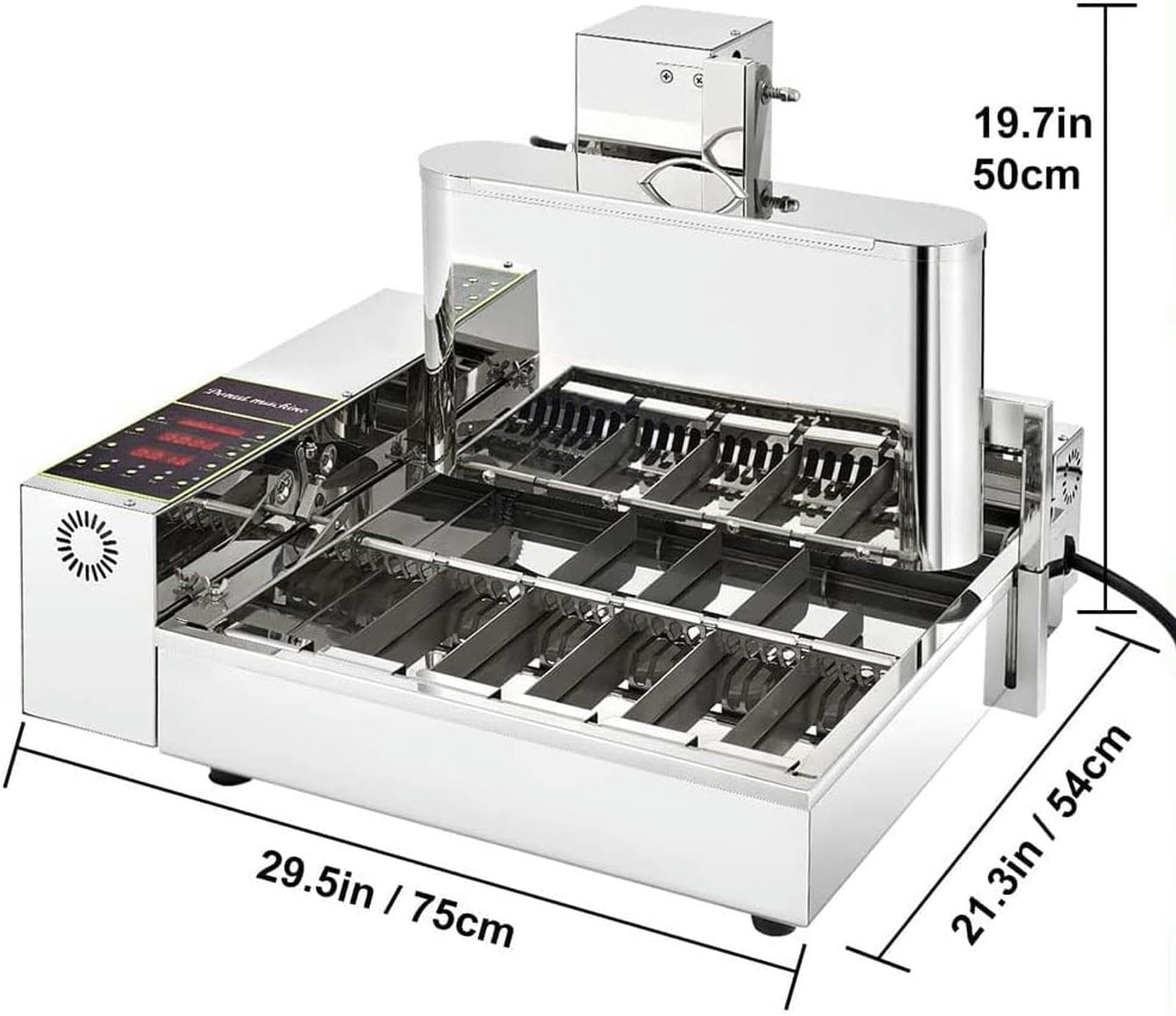 Máquina Comercial para Hacer donas, Mini máquina para Hacer donas de 4/6 Filas con Panel de Control, freidora Digital para donas con Giro automático y Grosor Ajustable(6Row)
