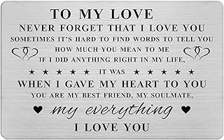 Jzxwan I Love You Gifts for Her Women, to My Love Wallet Card, Romantic Anniversary Card for Girlfriend Wife, Mini I Love You Notes, Christmas Valentines Day Birthday for Woman, Soulmate Gift