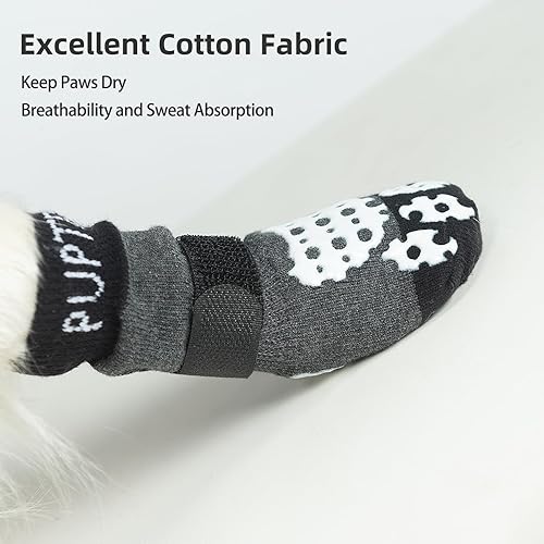 Miniatura 4 de PUPTECK Calcetines antideslizantes para perros con agarres de doble cara para perros pequeños, medianos y grandes, suelos de madera dura que evitan