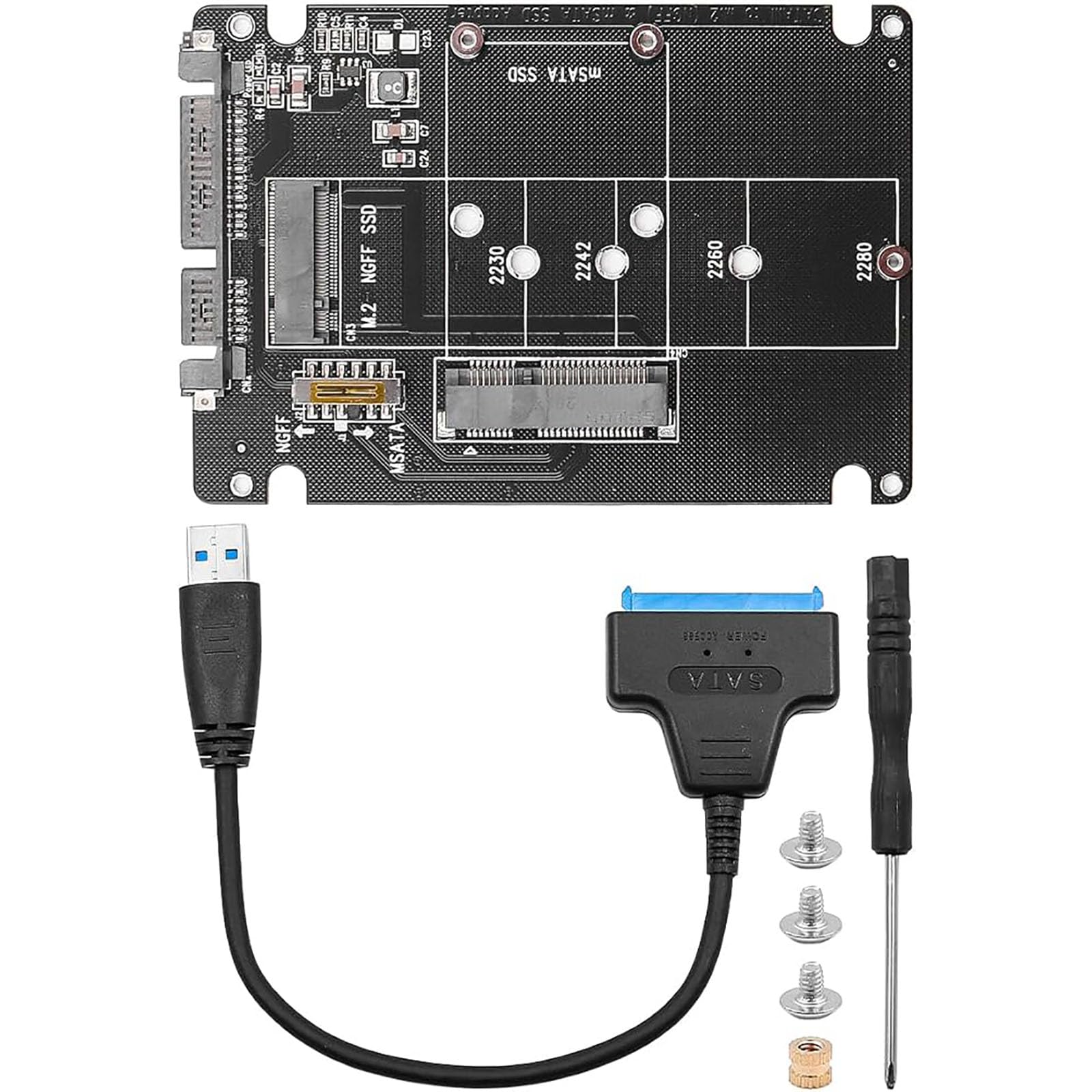 Boîtier M.2 NGFF mSATA vers SATA pour récupérer les données de SSD sur PC