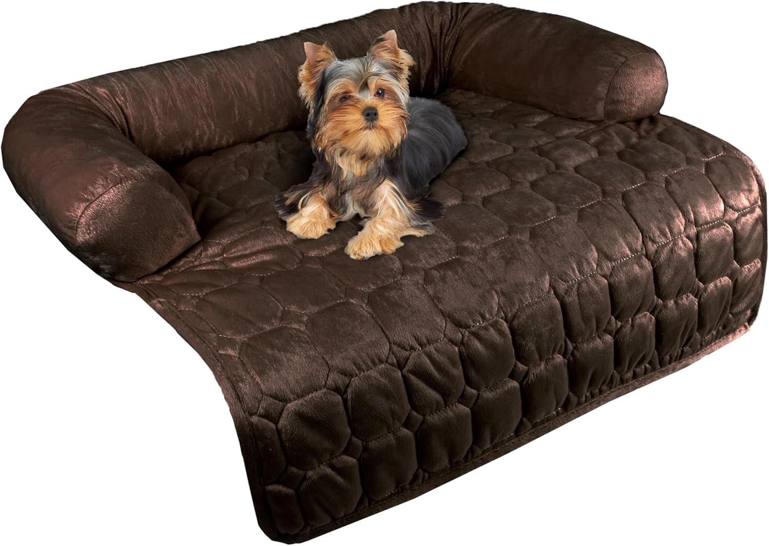 Couch Cover for Dogs - 30x30.5 Water-Resistant Pet Furniture Protector with Memory Foam Bolster and Quilted Fabric - Pet Supplies by PETMAKER (Brown)