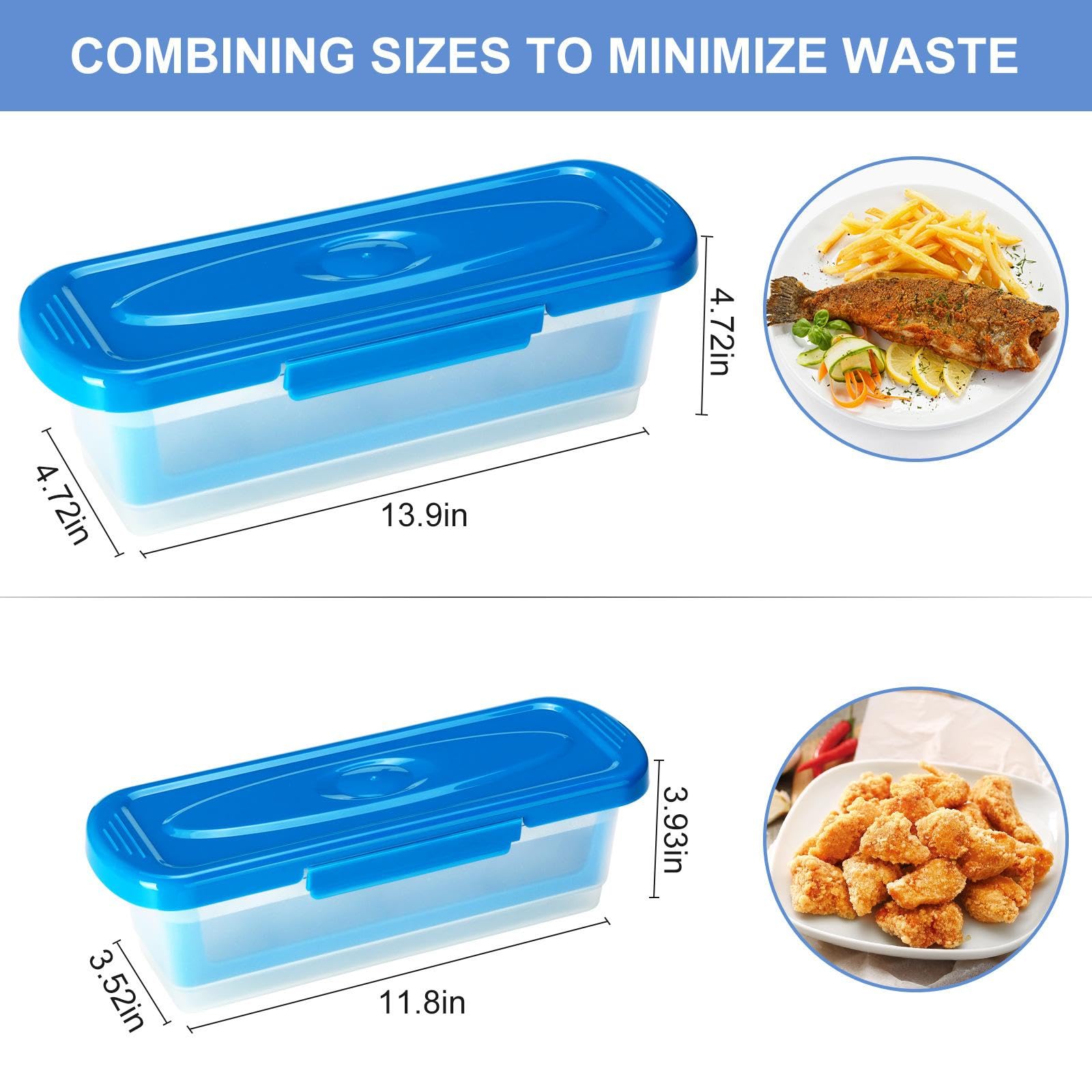Confezione da 2 Agitatori per pastelli di pesce, Shaker per pastelli, Shreader per pastelli con vassoio per impanature, vaschetta con coperchi per friggere le ali di pollo Anelli di cipolla di pesce