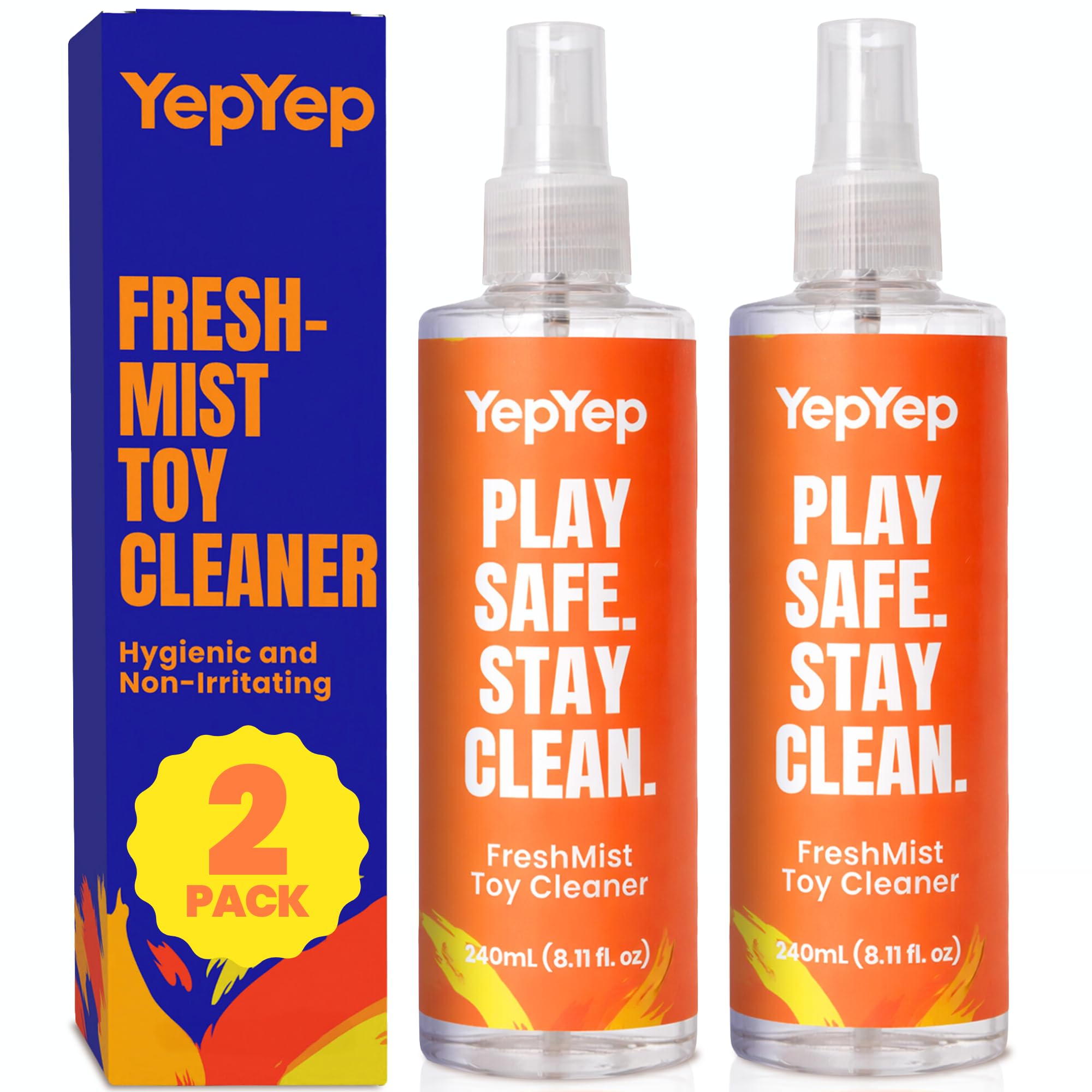 Toy Cleaner Spray 240ml (8.1 Fl Oz) - Pack of 2 - Premium Adult Toy Cleaner for Hygiene – Safe, Gentle, and Effective Cleaner for All Purpose – Non-Irritating Formula – Easy-to-Use for Adult Toys