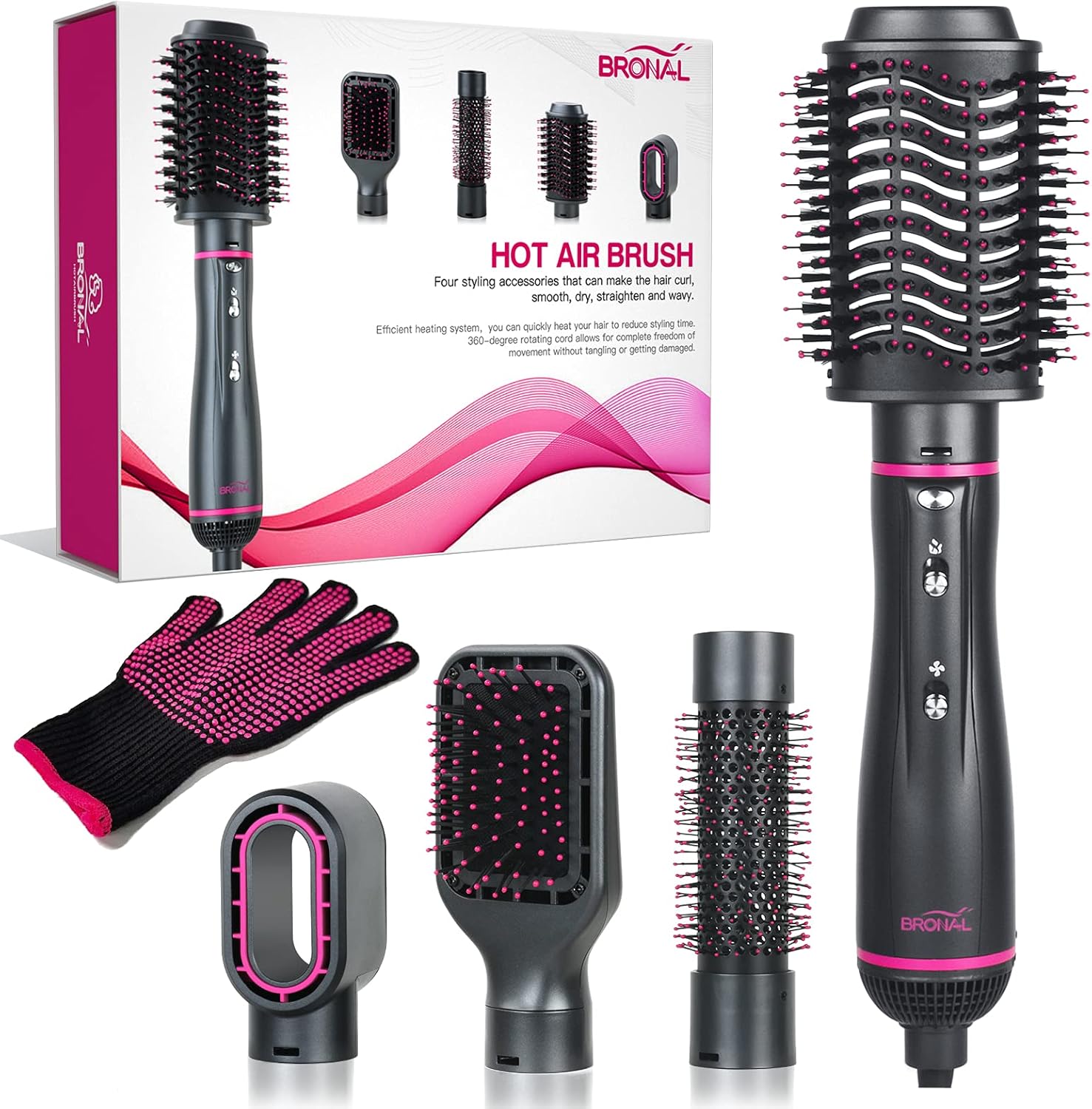 Runsnail Hot Air Brush,One Step 4 in 1 Volumizer Hair Dryer/Hair Curler