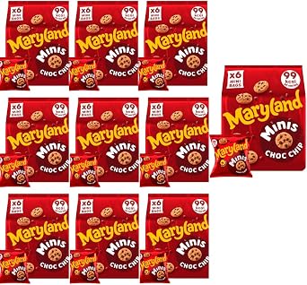Mini Biscuits Bundle with Maryland Cookies Chocolate Chip Minis (6x19.8g) - 10 Pack | Mini Cookies Containing Chocolate Chips, Suitable For Vegetarians, No Artificial Food Colours.