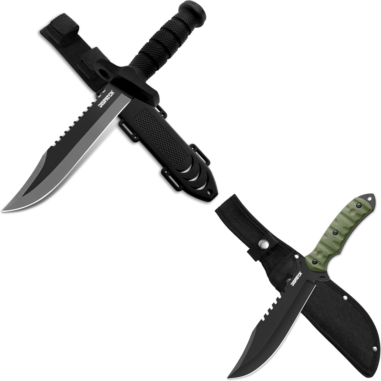 Dispatch 12-inch Survival Fixed Blade Hunting Knife with Sheath&13.5-inch Full Tang Fixed Blade Tactical Bowie Knife