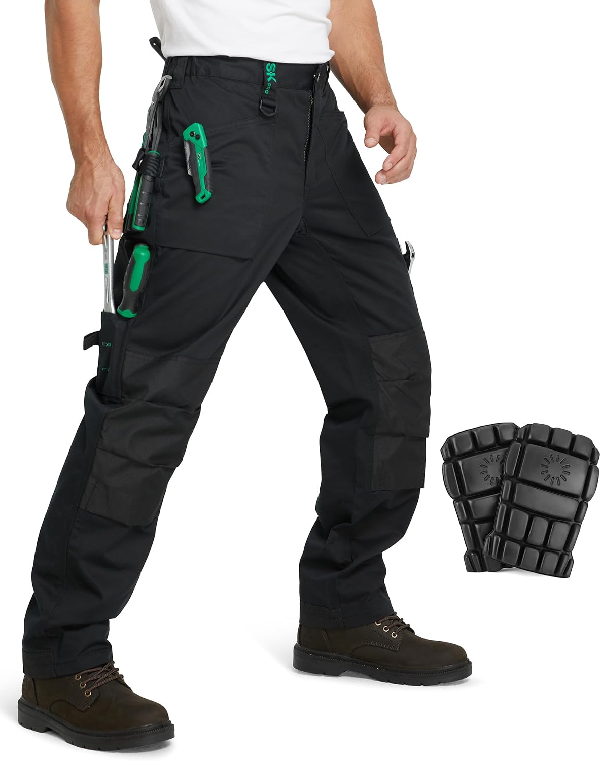 SKPRO Men's Work Pants with Knee Pads - Knee Pad Pockets Carpenter Pants, Construction Workwear Safety Cargo Trousers