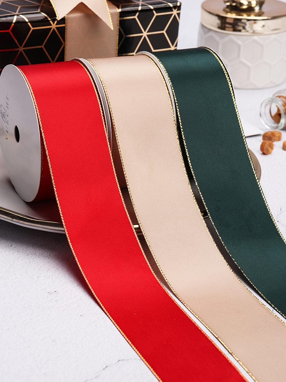 Ribbons For Gift Wrapping Ribbon For Fabric Satin Ribbons 4 Cm Szeroki Złoty Ribbon Prezent Prezent Pudełko Pakowanie Dekoracyjne Wstążka Wstążka Tapeta Pieczenia Wstążka Wstążka-Proszek Do Lodów (10