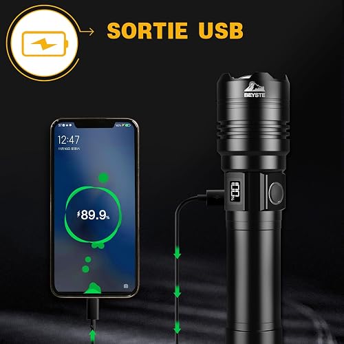 High Power LED Flashlights, 30000 Lumen Rechargeable LED Flashlight, Long Range Powerful Flashlight, Military High Power Flashlight, Waterproof Flashlight for Emergencies Camping Gift - 8
