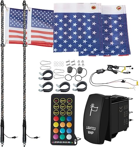 SUZCO 2 luces LED PRO resistentes de 4 pies con luces LED en espiral gruesas para ATV UTV con IR para lado a lado, 366 luces LED de persecución