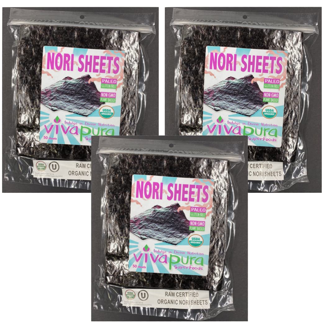 Vivapura Superfoods Nori Sheets, 50 Sheets, Organic, Raw, Sun