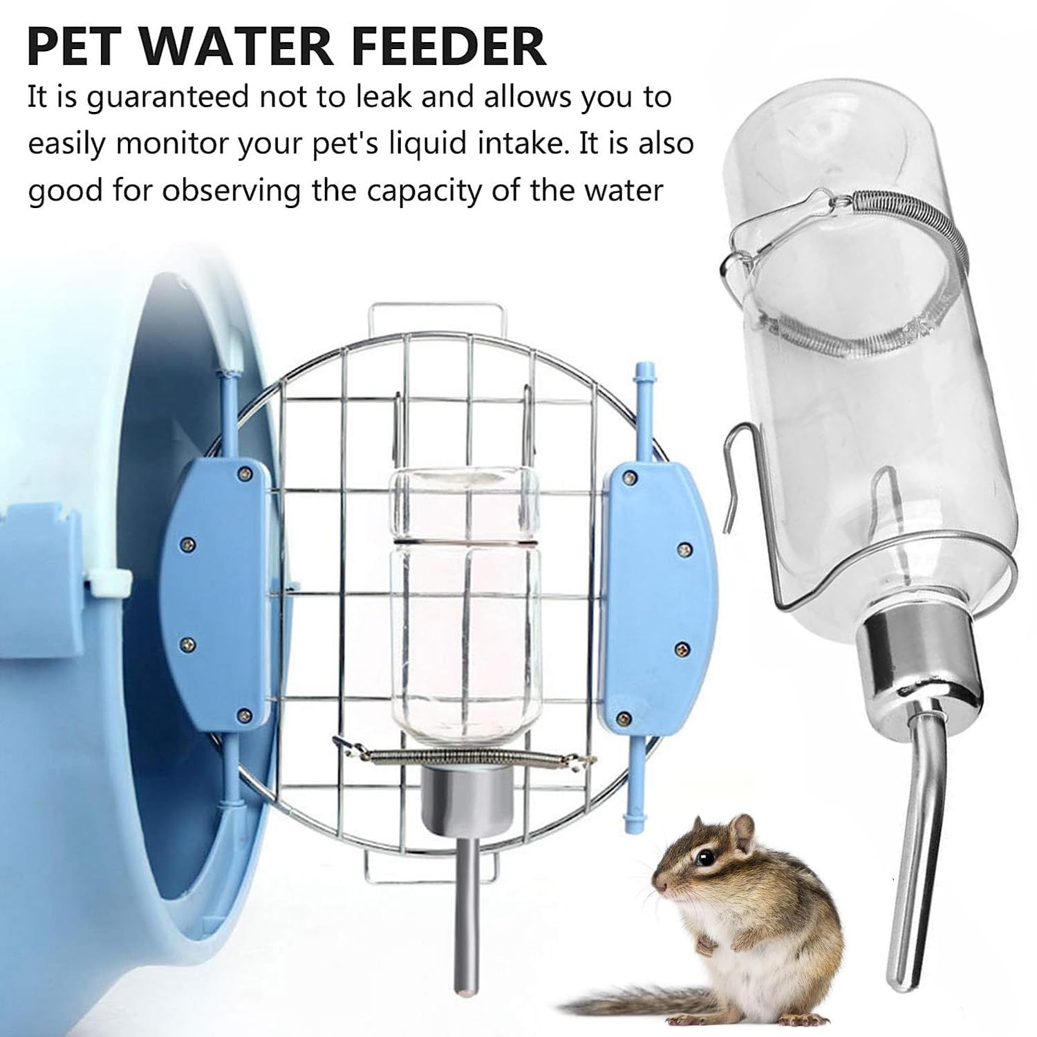 Meiso 2 piezas Biberón Conejo, Colgantes Conejito Deau Distribuidor, 350 ML Biberón Cerdo Pavo con Soporte, Colgante de Agua Botella para Bebedero Roedor, Gatitos, Perros, Condones de Indias, Hamsters