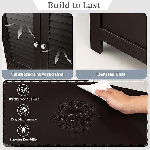 Miniatura 8 de MAT EXPERT Gabinete de madera independiente con estante ajustable de 3 posiciones, entrada, pasillo, sala de estar, 23.5 pulgadas de largo x 12