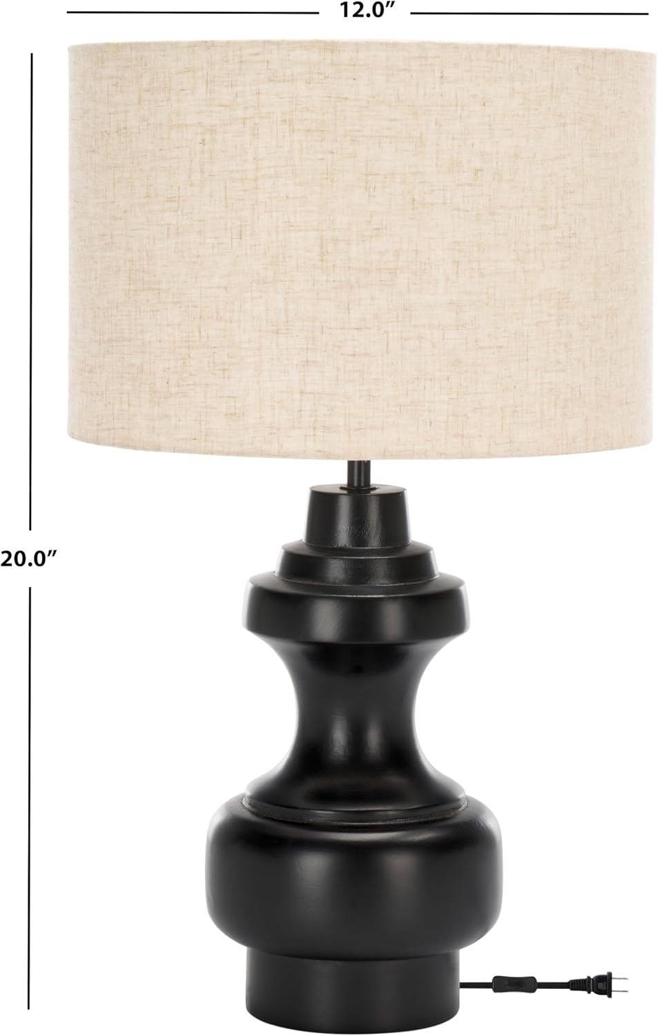 SAFAVIEH Lighting Collection Junko Black 20-inch Table Lamp (LED Bulb Included)
