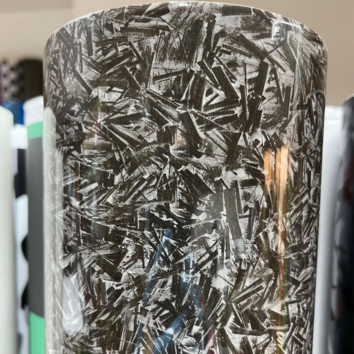 Forged Carbon Fiber Vinyl Wrap Black Car Vinyl Wrap Self Adhesive Film for Car Motorcycle Scooter Bike, 50x500CM