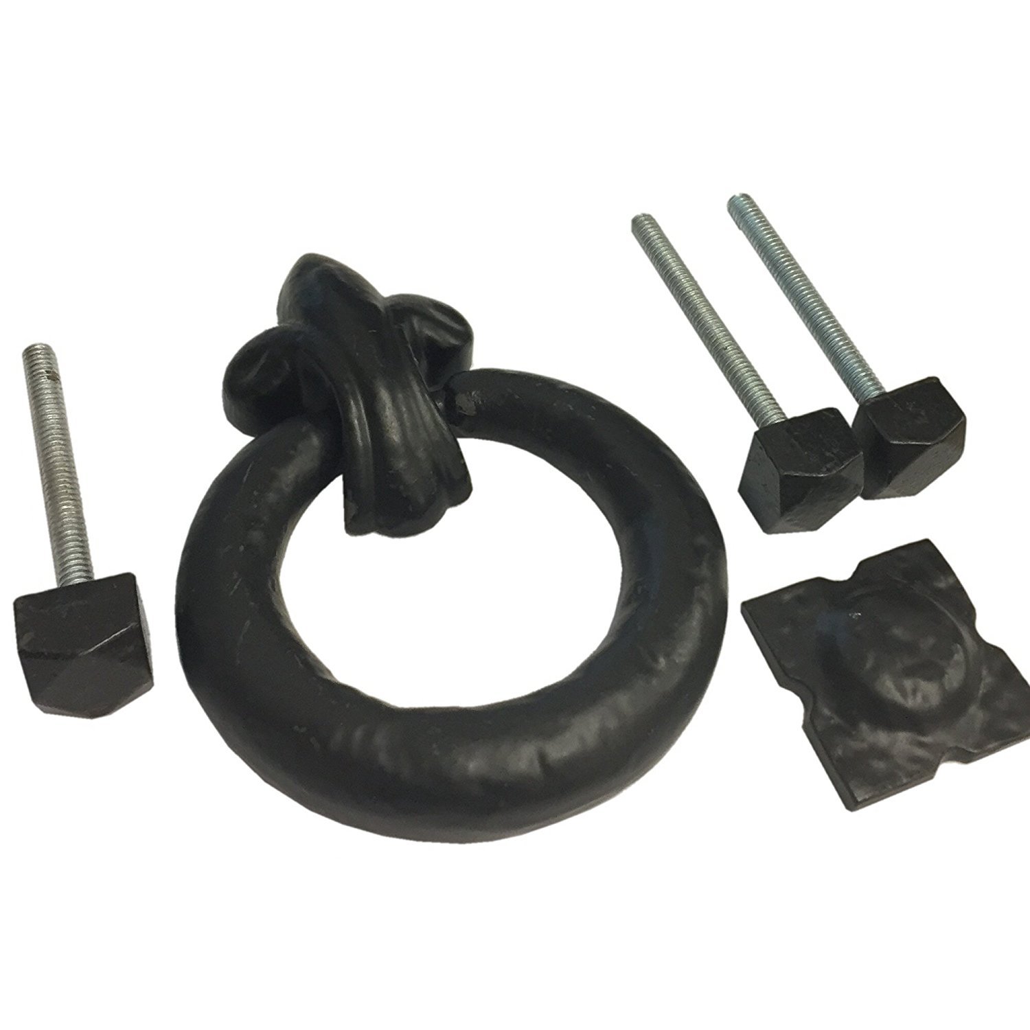 Securit - Anillo de estilo antiguo negro llamador de la puerta manija.