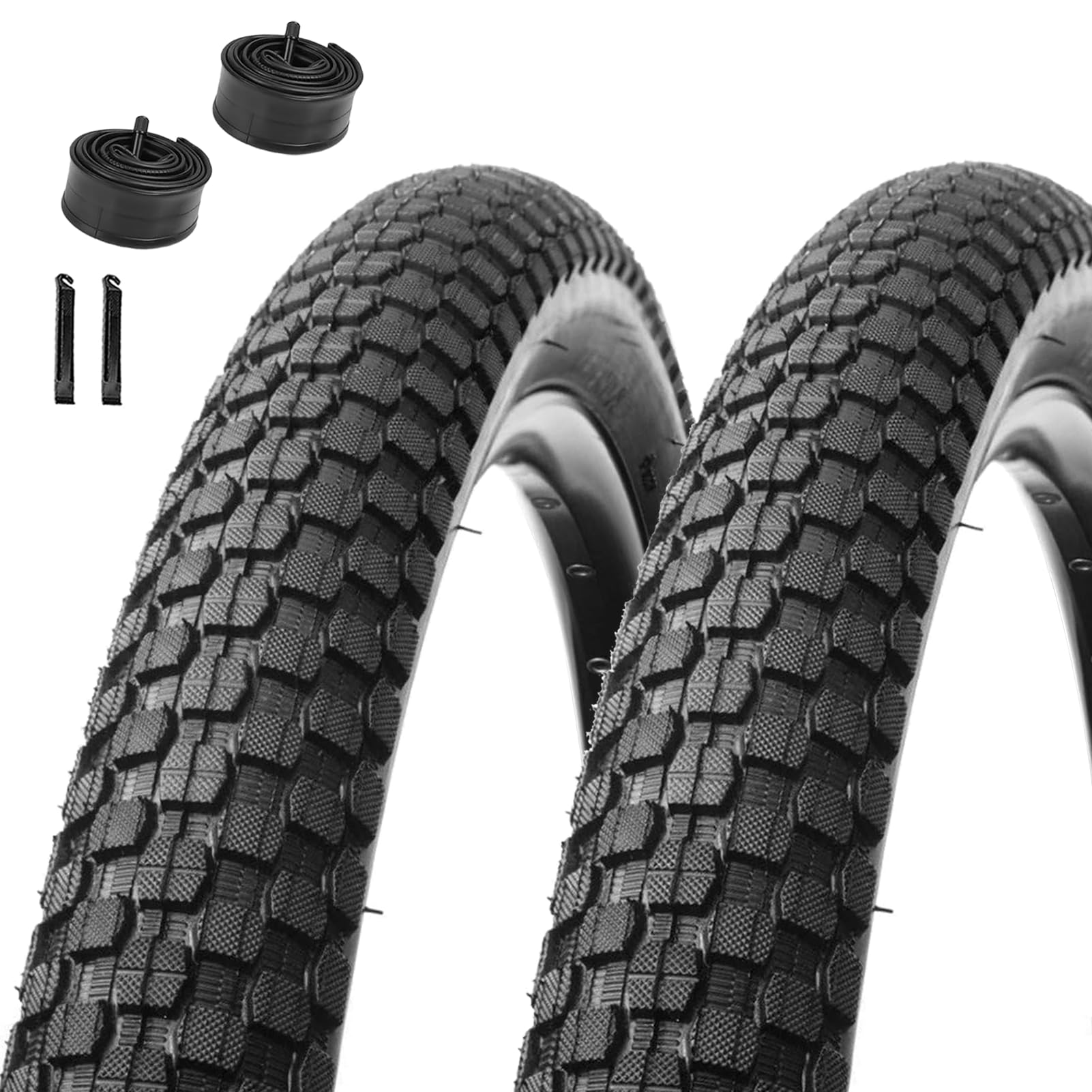 20 inch BMX Bike Tire and Tube Set,Fit 1.75/1.95/2.125/2.35" Wide Rims,2 Pack Puncture Proof Tyres with Pair Levers for Mountain Beach Cruiser Bicycle