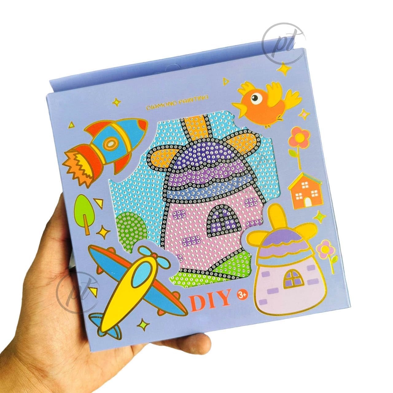 HK Toys 5D Diamond Painting Kits for Kids with Frame-Cartoon Diamond Art Kits for Kids,Gem Painting Easy Kits,Full Drill Art Kit Crafts Sets for Girls,Boys,Children Ages 6-7-8-9-12| Windmill