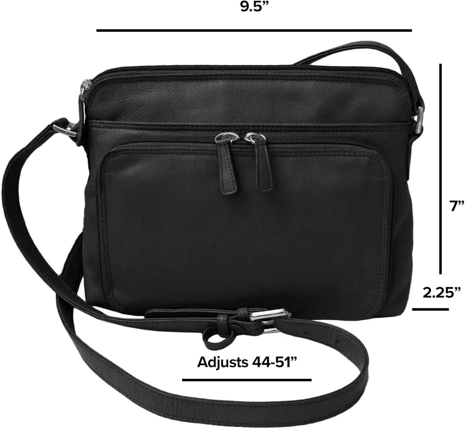 CTM Women's Leather Shoulder Bag Purse with Side Organizer - Image 5