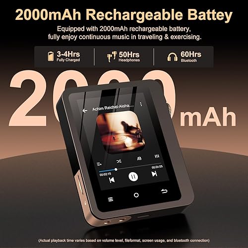 Miniatura 6 de Reproductor de MP3 de alta fidelidad con Bluetooth 5.3, reproductor de música de audio digital de alta resolución DSD sin pérdidas, reproductor de