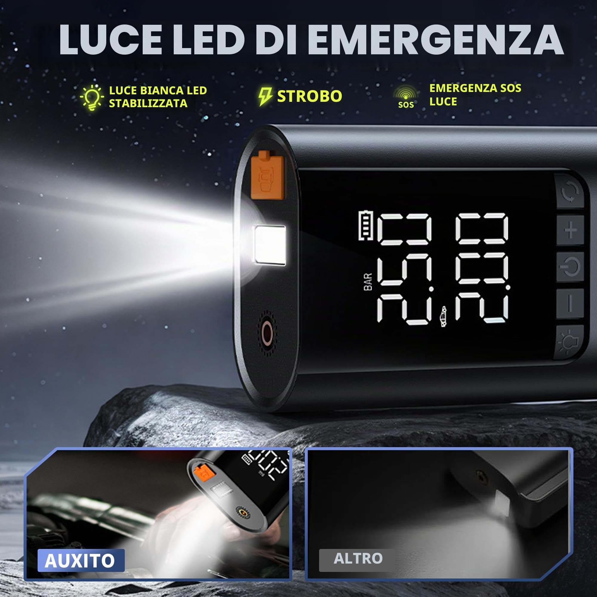 Booster Avviamento Auto,COCCKO Avviatore Emergenza con Compressore,6000A 10000mAh Avviatore Batteria Macchina, Ricarica USB-C, Jump Starter con LED Torcia(Fino a Tutti i Benzina e 12L Diesel)