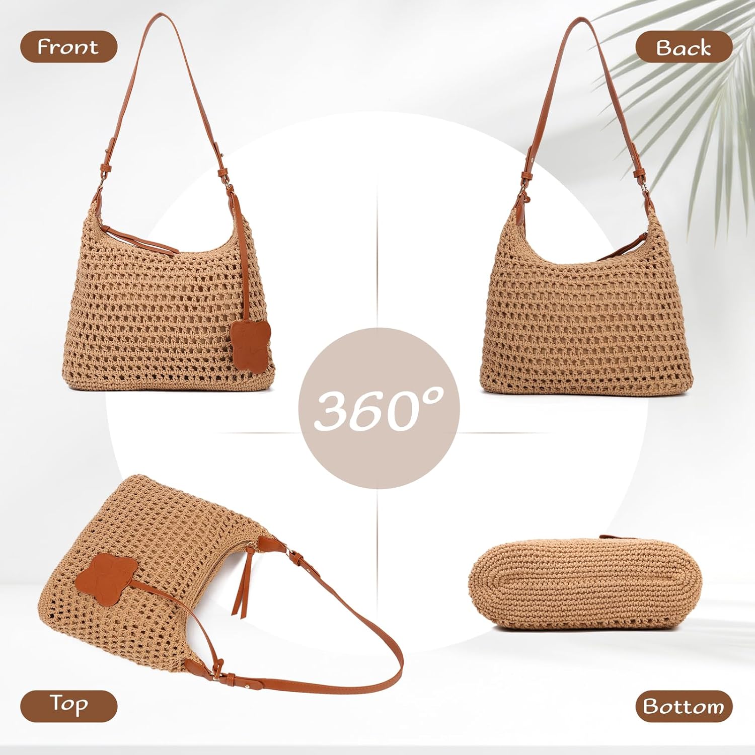 Women Handmade Crochet Hobo Purse Bag, Summer Beach Tote Bag, Knitted Vacation Travel Boho Bohemian Handbag 2026