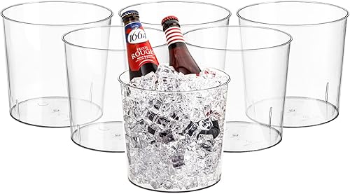 Miniatura 2 de Kingrol Paquete de 6 jarrones de flores transparentes, cubos de hielo de plástico de 3 cuartos de galón para enfriar cerveza, vino, champán, cubos