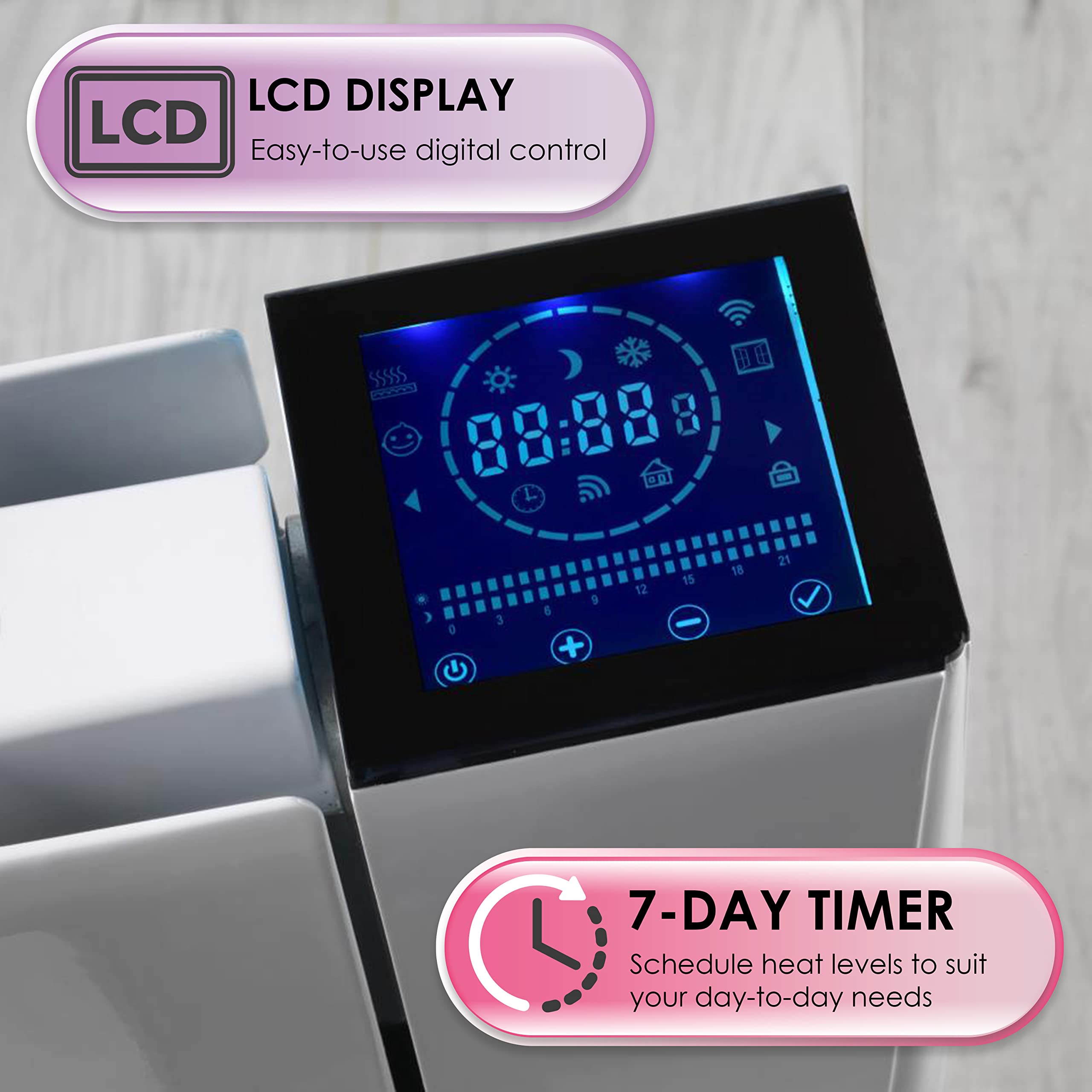 Beldray EH3108W Smart Ceramic Core Radiator, Portable Plug In Electric  Heater, Control Wirelessly With Smartphone, LCD Display, 1000 W, 7-Day  Timer Function, Free Standing or Wall Mountable, White : Amazon.co.uk: DIY u0026