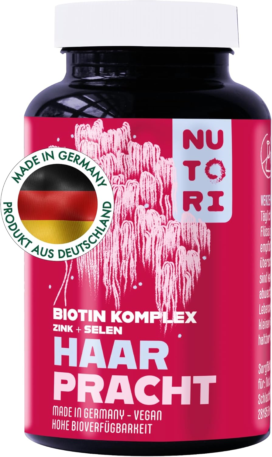 Biotinecomplex voor haar, huid en nagels – + selenium, zink en vitamine C – hoge dosis met 5 mg biotine/dag – 90 capsules – 1 capsule per dag – haarvitaminen – veganistisch &
