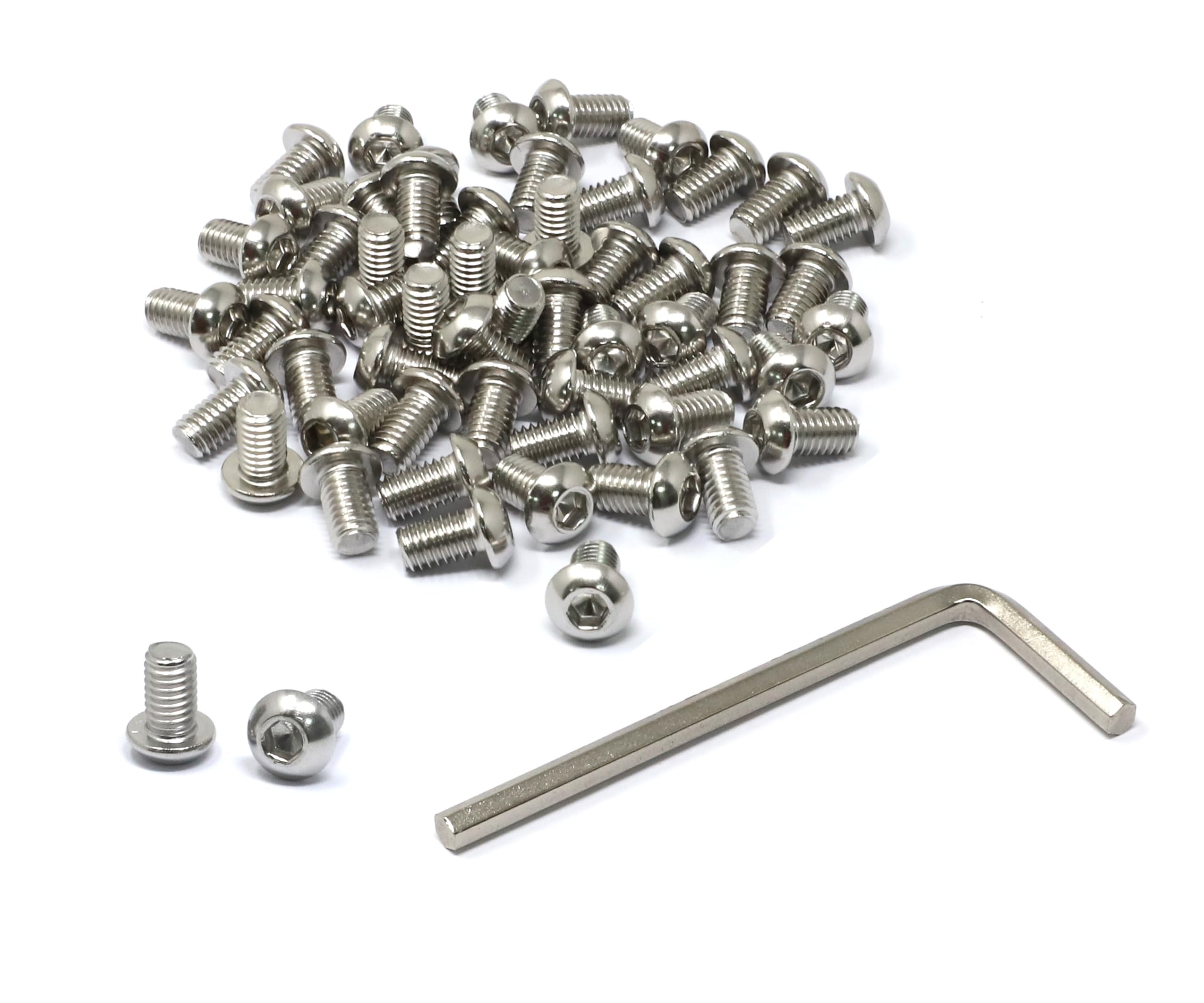 iexcell 50 Pcs M6 x 10mm Thread Pitch 1 mm Stainless Steel 304 Hex Socket Button Head Cap Screws Bolts Kit