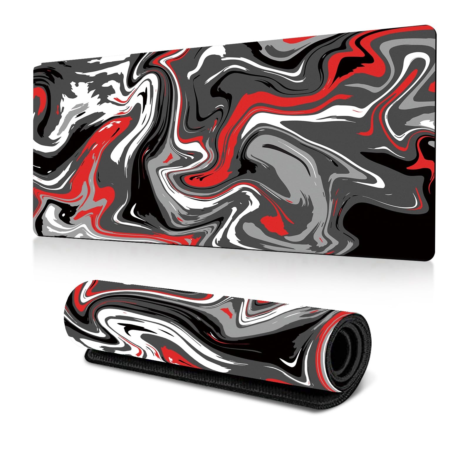 Tech Stor3 Tappetino mouse XXL fantasy red Gaming Mouse pad, 90 x 40 cm,con base antiscivolo in gomma,aderente e liscio,adatta ad ogni mouse, tastiera e laptop(FANTASIA ROSSO, 90x40)