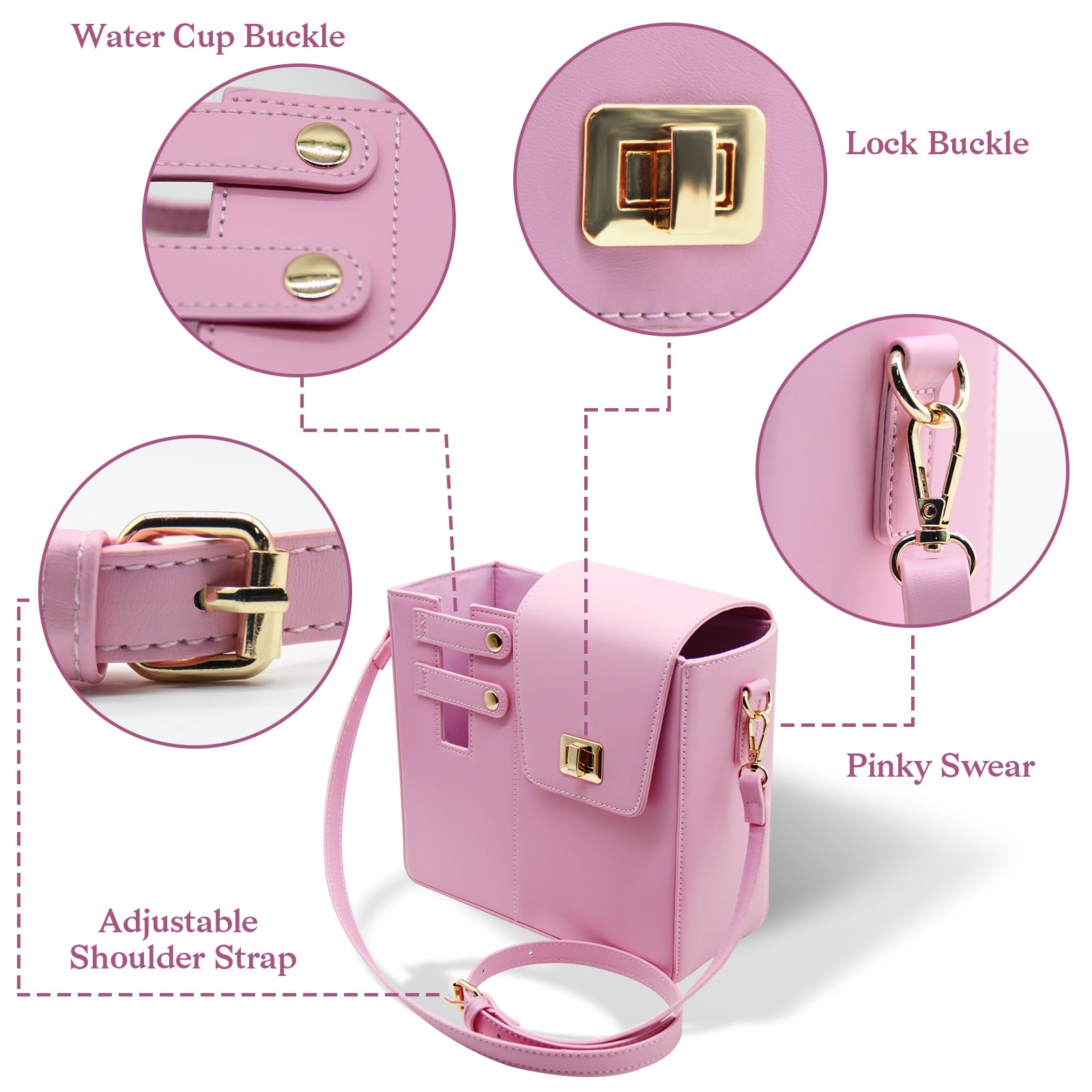 Tasche für Stanley Cup Handtasche Zubehör für Stanley Cup Tragbare Wasserflasche Crossbody Bag Trinkflaschentasche mit Schulter für Outdoor Reisen (Rosa)