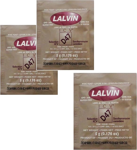 3X Lalvin D47 Yeast White and Blush Wines 5g Homebrew Wine Making 4.5L-23L