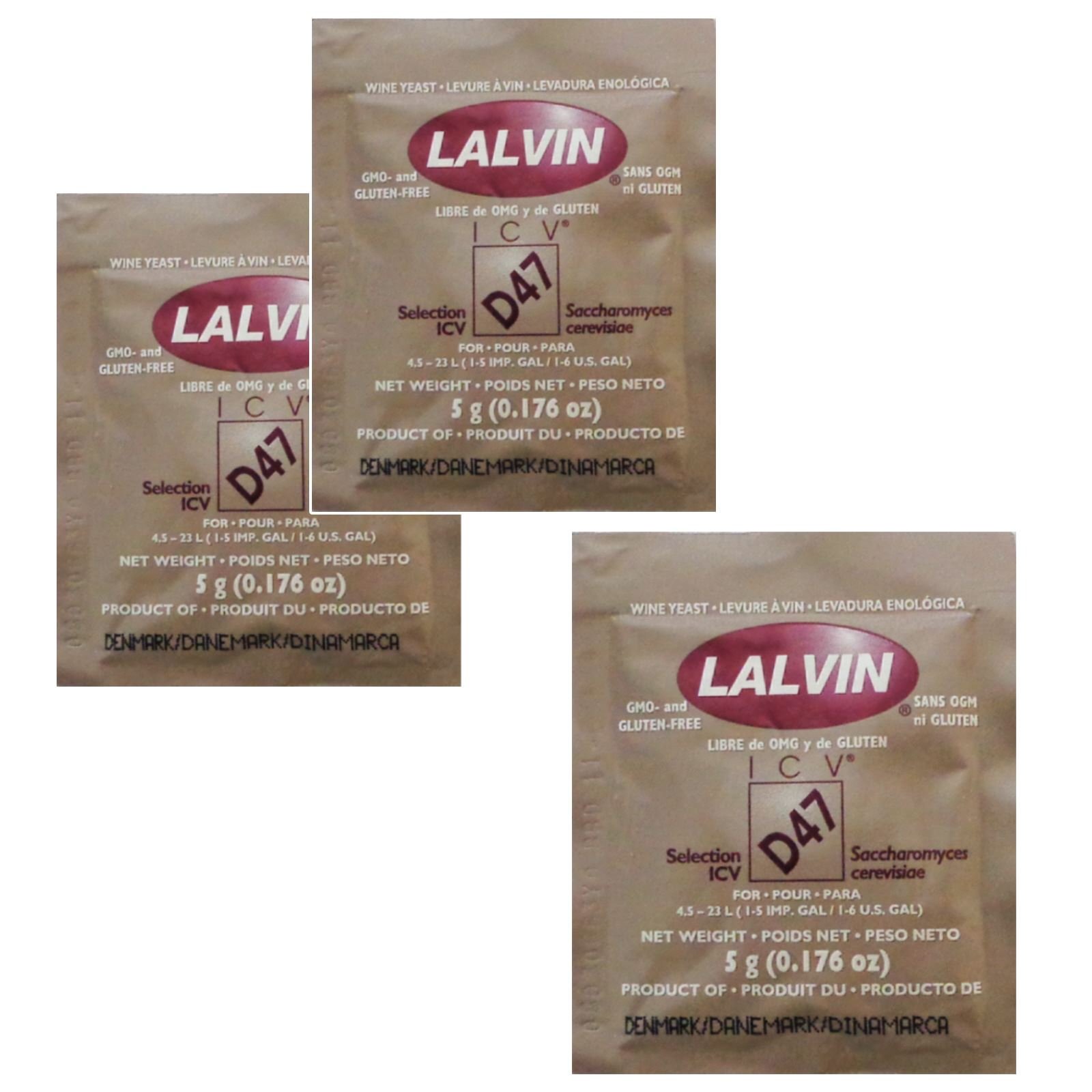 3X Lalvin D47 Yeast White and Blush Wines 5g Homebrew Wine Making 4.5L-23L
