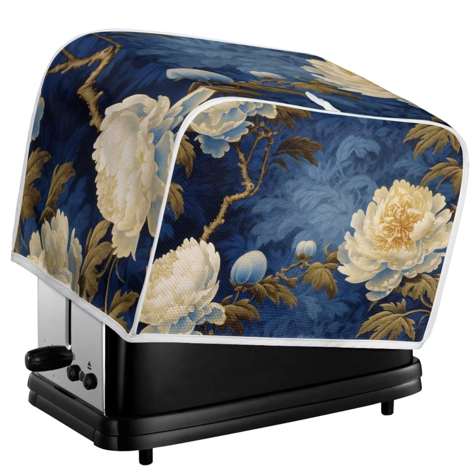 Kuiaobaty White Peony Flowers Toaster Cover 4 Slice, Painting Countryside Flower Premium Toaster Cover Kitchen Appliance Dust Protection Case — image 1