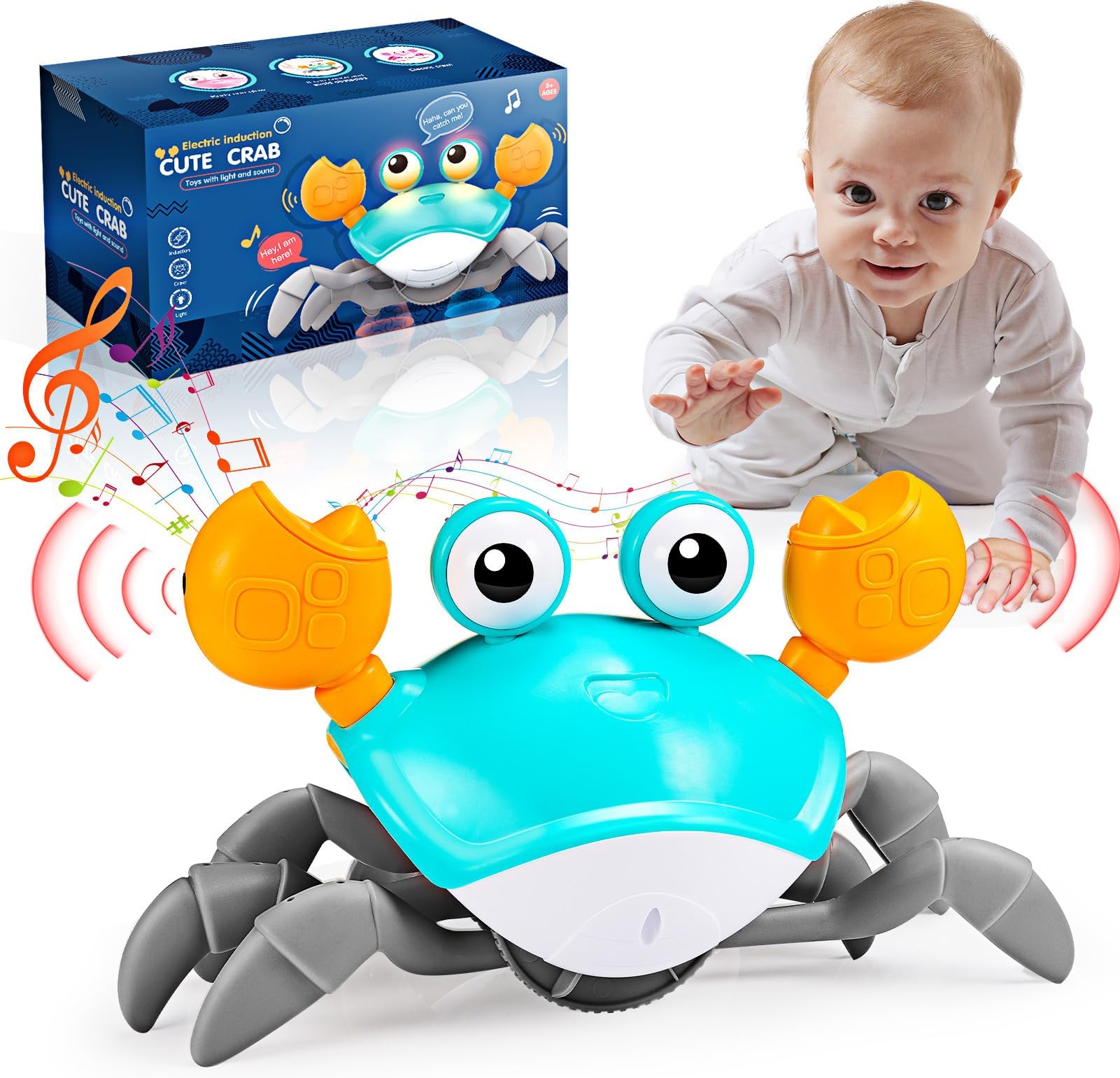 Crawling Crab Toy, Baby Toys 6 to 12 Months Gifts for 1 Year Olds Girls Boys Baby Sensory Toys for 1 2 3 Year Olds Boy 1st Birthday Gifts for Girls Boys (Green)