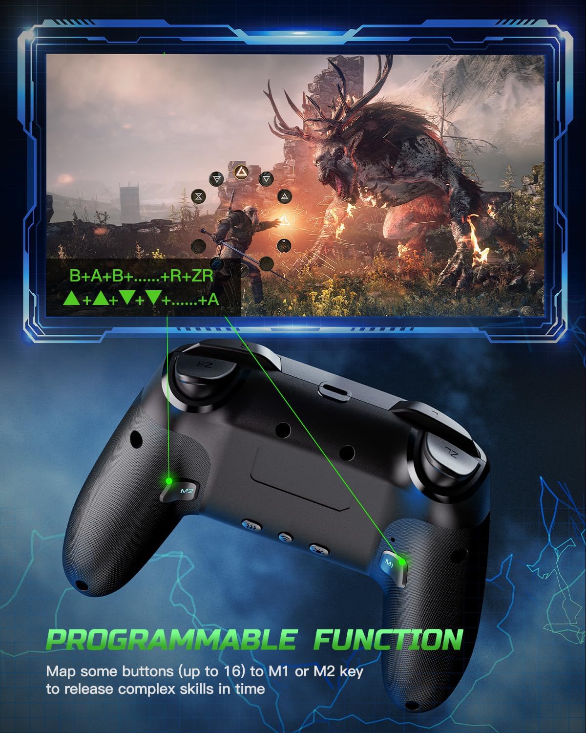VOYEE Wireless Pro Controller: Customizable RGB Gaming for Switch and PC