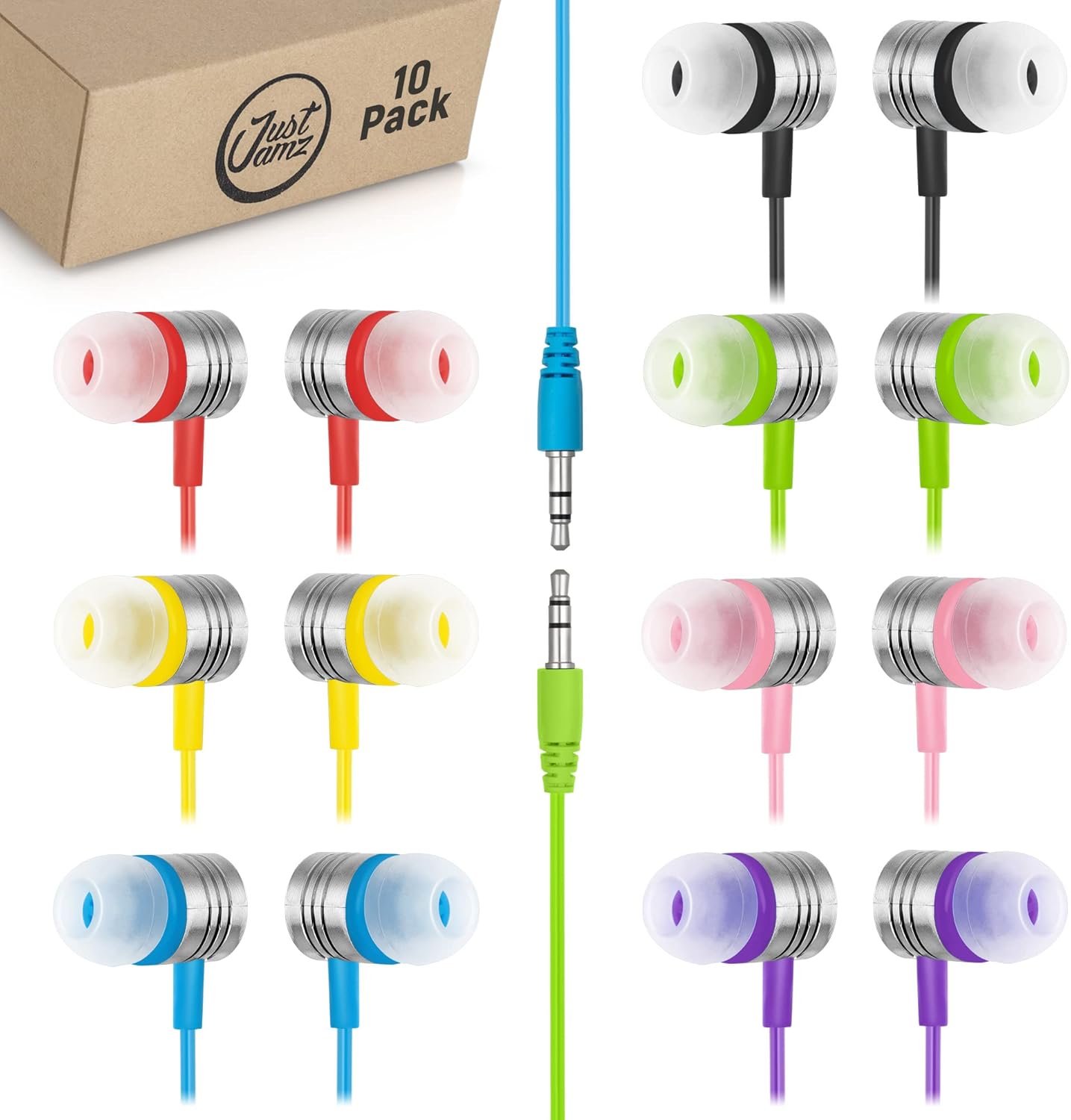 Bulk Earbuds Jelly Matte 10 Pack of Colorful inEar