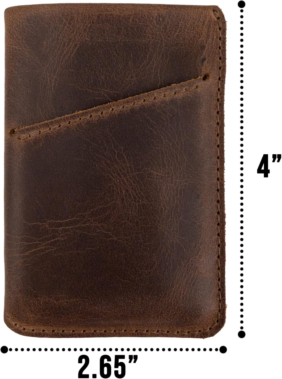 Hide & Drink Vertical Card Sleeve, Holds Cards & Folded Bills, Full Grain Leather, Handmade, Bourbon Brown