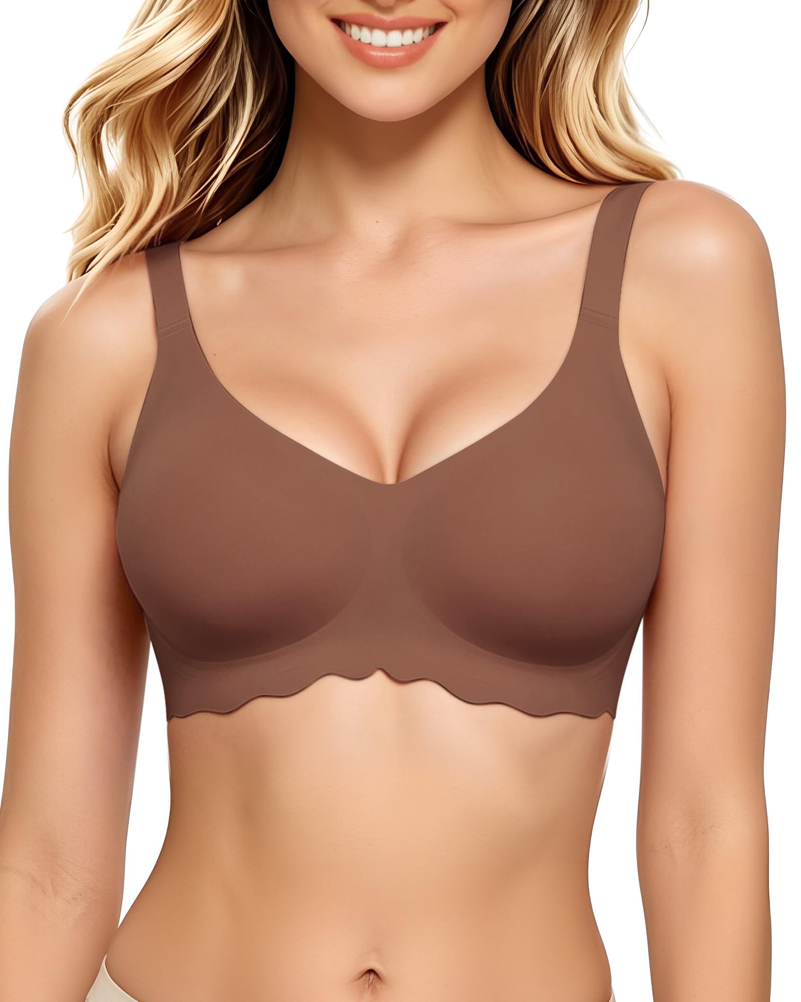 HORISUN Bügelloser BH Damen, Nahtlos 3D Jelly Strip, Push up mit starker Halt, Anti-Achselbeulen, Ideal für Schlaf, Yoga & Alltag